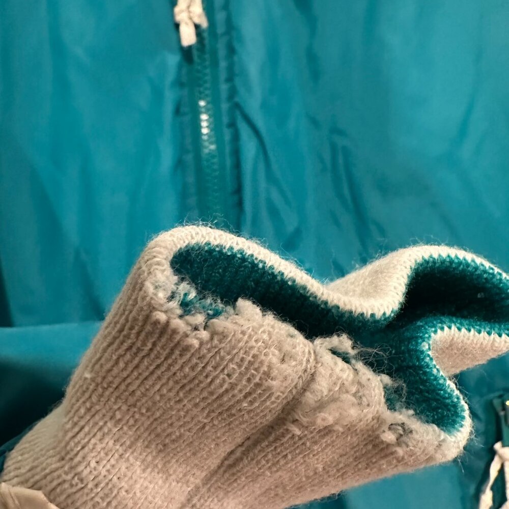 Vintage 90s Y2K Women's Medium Teal and White Reversible Puffer Bomber Jacket - Picture 12 of 12